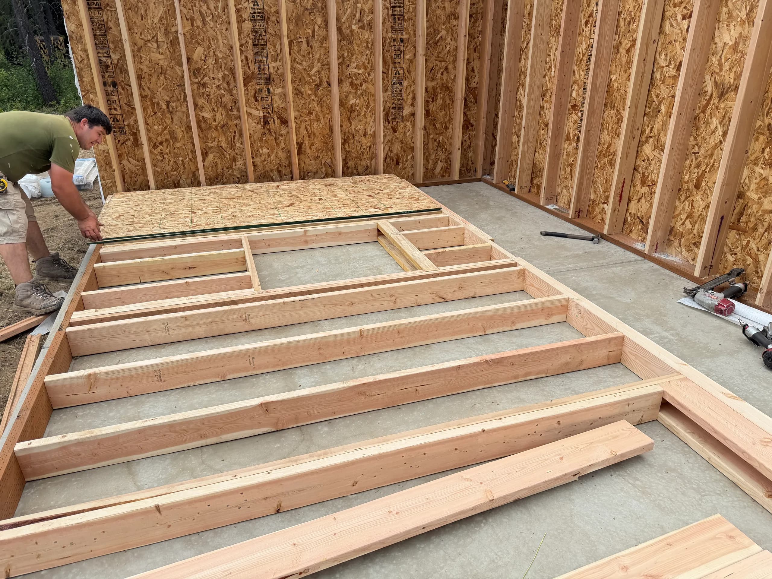 wall framing progress on 16x24 garage