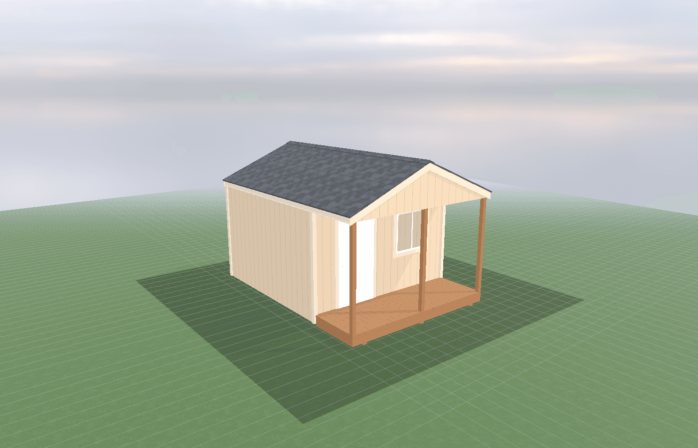 Exterior detail of a 12x16 Cabin-style gable shed for Careers