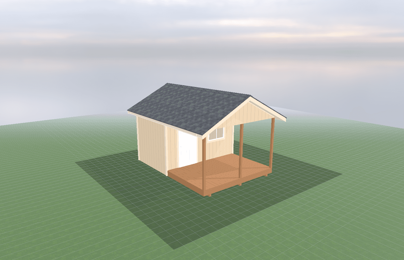 Exterior detail of a 12x16 Luxe Gable Cabin shed for Features Windows