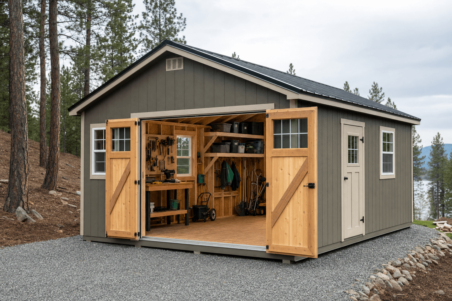 Generated on-site shed image used for North Idaho shed comparison planning