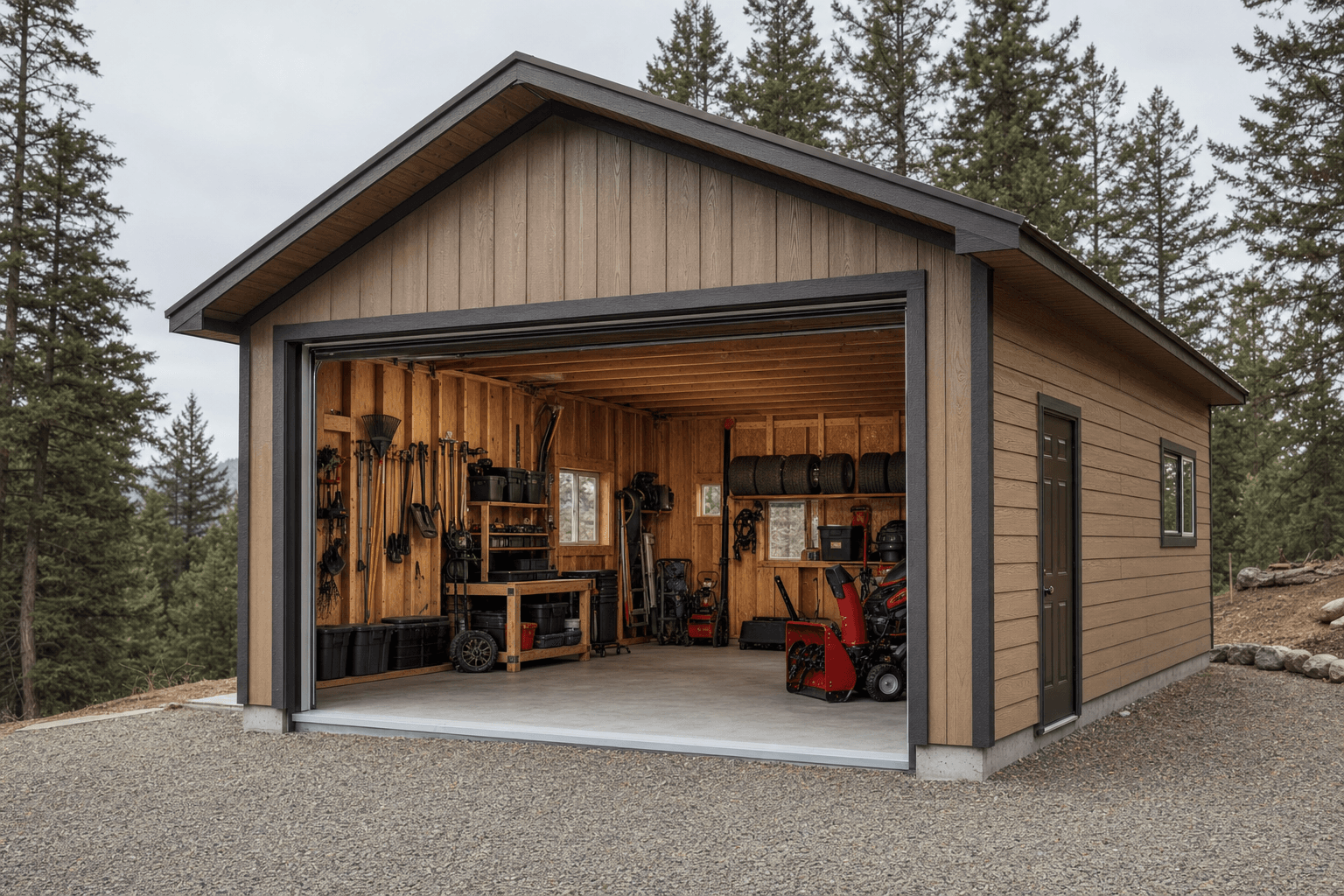 Generated custom shed exterior for North Idaho shed permit FAQ answers