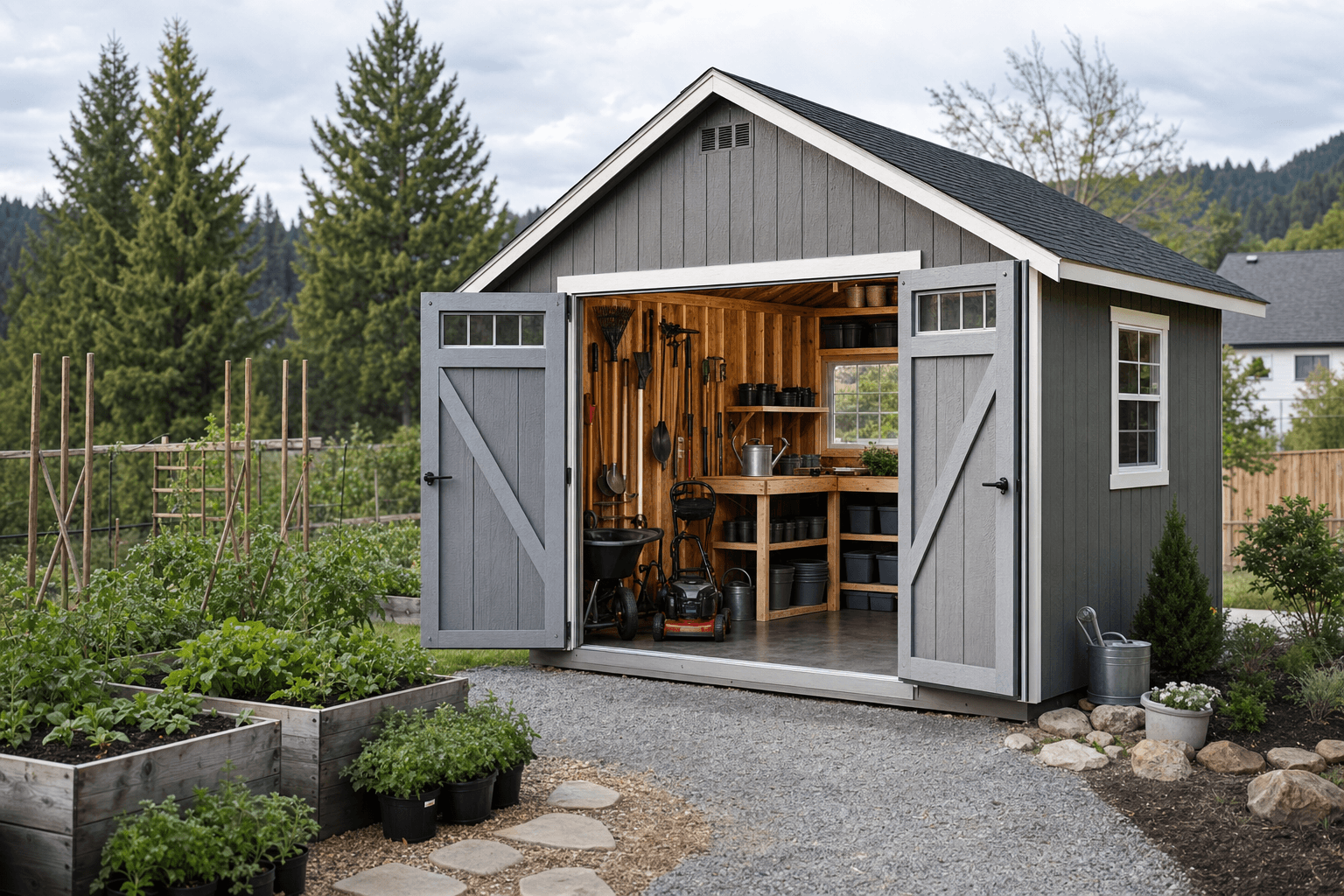 Generated custom shed exterior for North Idaho shed maintenance FAQ answers