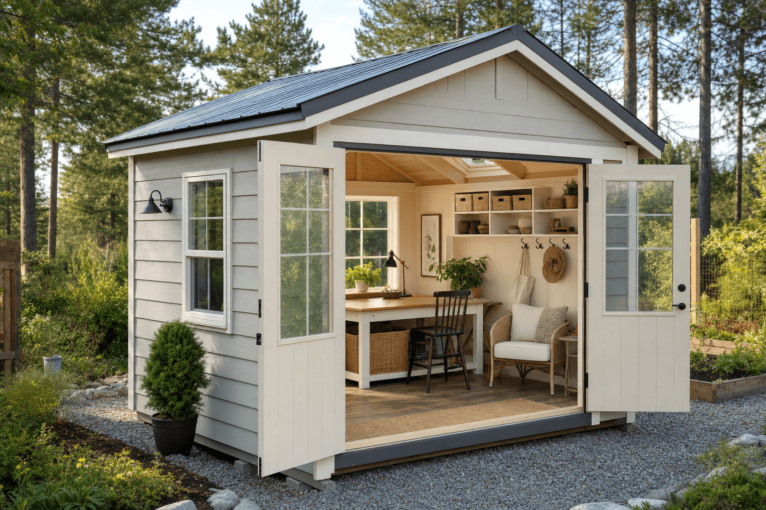 Generated custom shed exterior for North Idaho shed materials FAQ answers